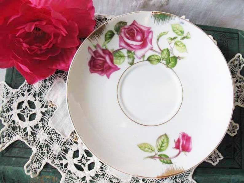 Vintage Teacup Lefton Pink Roses Footed China Retro Tea Dainty Decorative Tea Gift Mid Century Shabby Chic WhenRosesBloom Classic Tea