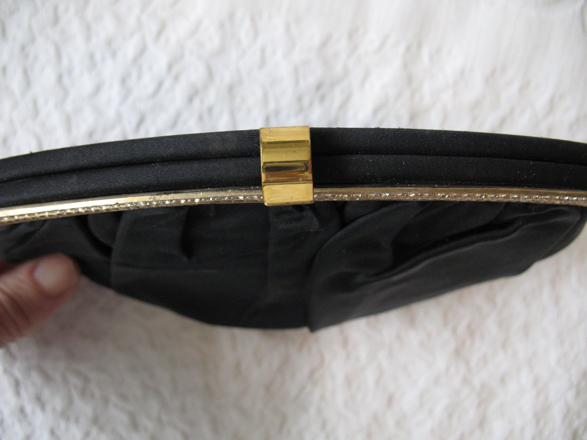 Vintage Black Purse Evening Hand Bag Rhinestones Mid Century Retro Classic Hollywood Glamour for Dance Cocktail Party WhenRosesBloom