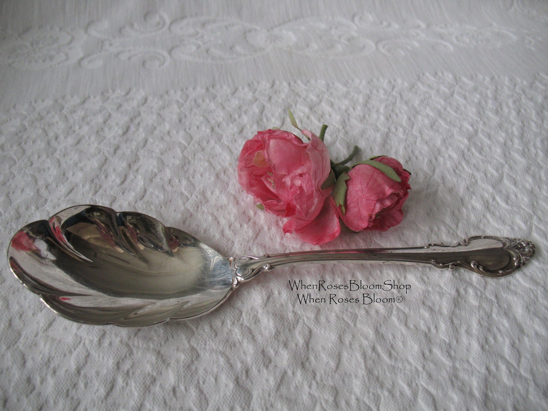 Vintage Silver Spoon Dessert Salad Berry Silver Fashion 1957 Holmes & Edwards Tea Gift  Shabby Cottage Decor WhenRosesBloom