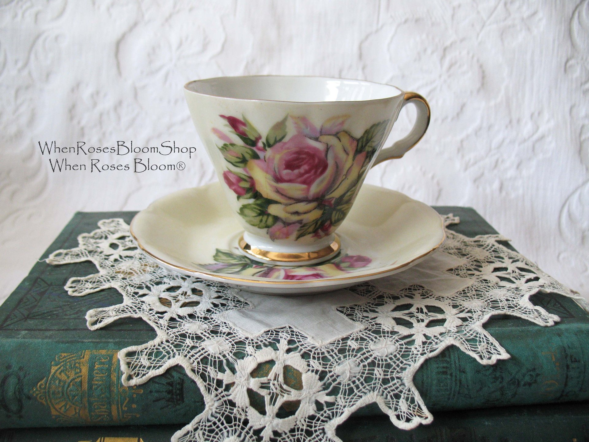 Lefton Tea Cup Pink Roses Made Japan Vintage Mid Century Retro Elegant Tea Gift Downtown Tea Cottage  Shabby Chic Style WhenRosesBloom