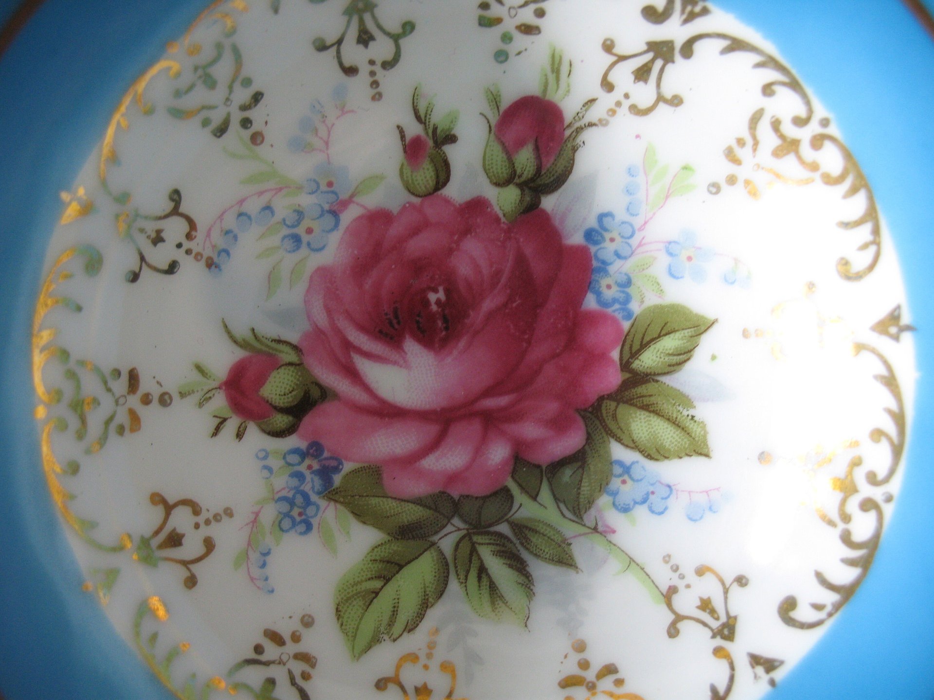 Tea Cup Footed Turquoise Blue with Pink Floral Roses Japan Retro Vintage Tea Time Gift  Romantic Shabby Chic Cottage Tea WhenRosesBloom