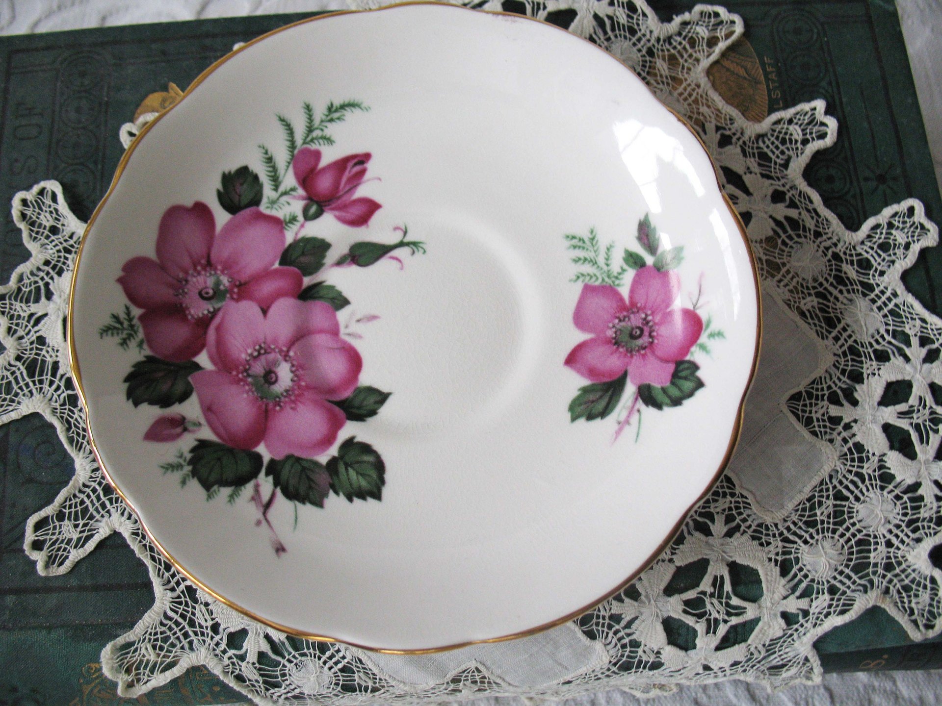Tea Cup Grosvenor Pink Wild Roses English Bone ChinaTea Gift Vintage Retro Mid Century Shabby Chic Romantic Cottage Style WhenRosesBloom