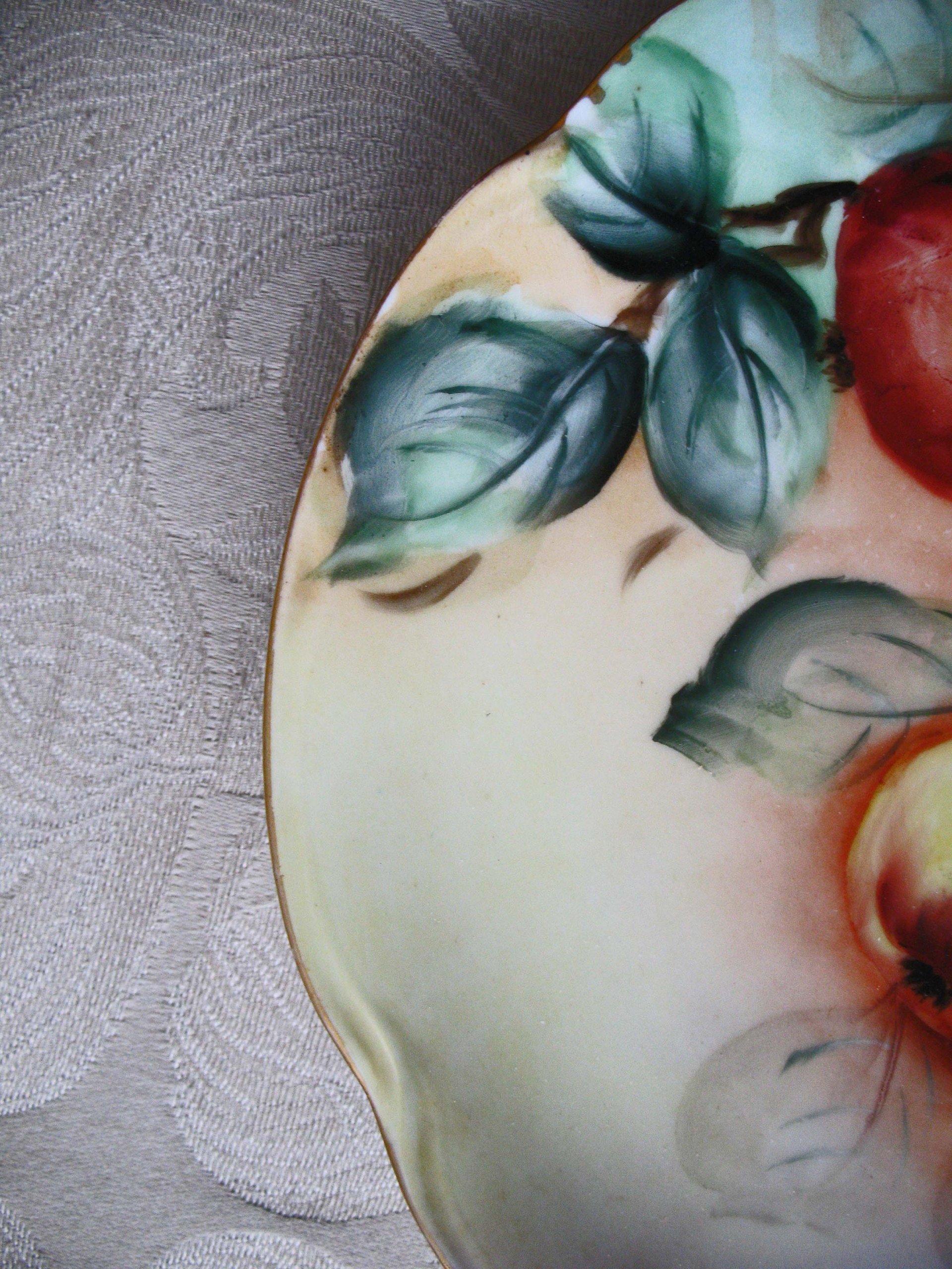 Cake Plate  w/ Pears Vintage Hand Painted China Tea Party Gift Dish  1900's Edwardian Victorian Cottage Shabby Chic WhenRosesBloom