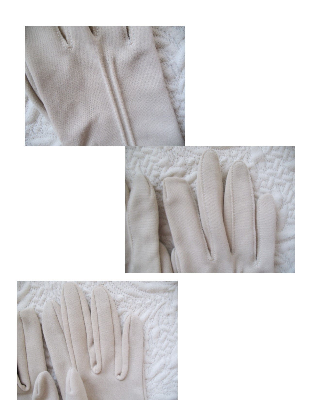 Vintage Gloves Beige  Fabric Sz 6  Matinee Bracelet Length Elegant Classic Mid Century Mod Cocktail Party Style  Free Ship US WhenRosesBloom