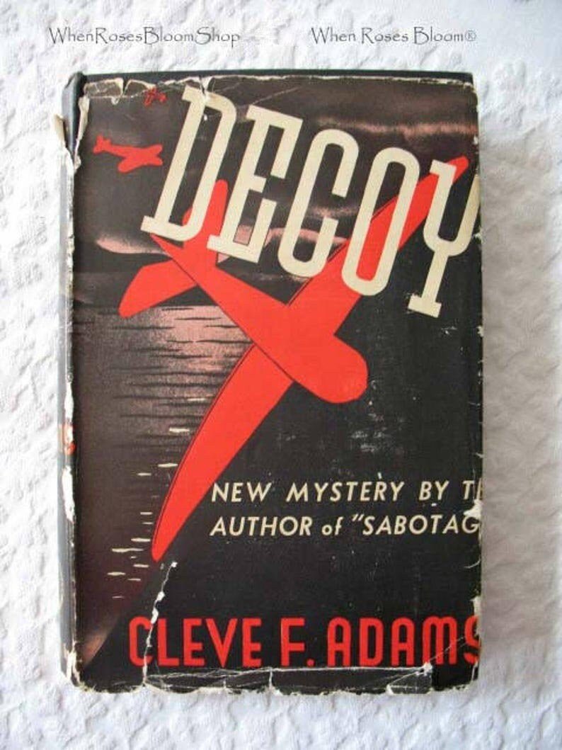 Vintage Mystery Book 1940s Black Decorative Library Midnight Mysteries Modern Mid Century Gift Conspiracy Adventure Mystery  WhenRosesBloom
