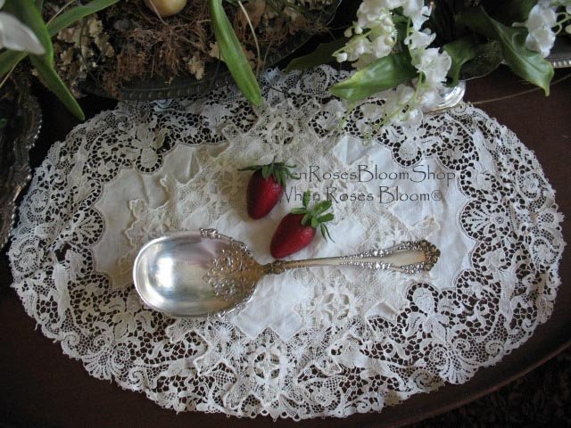 Vintage Silver Berry Salad Spoon Tea Gift Berkshire 1897 Rogers Victoria Downton Shabby Chic Cottage Decor Free Ship in US WhenRosesBloom