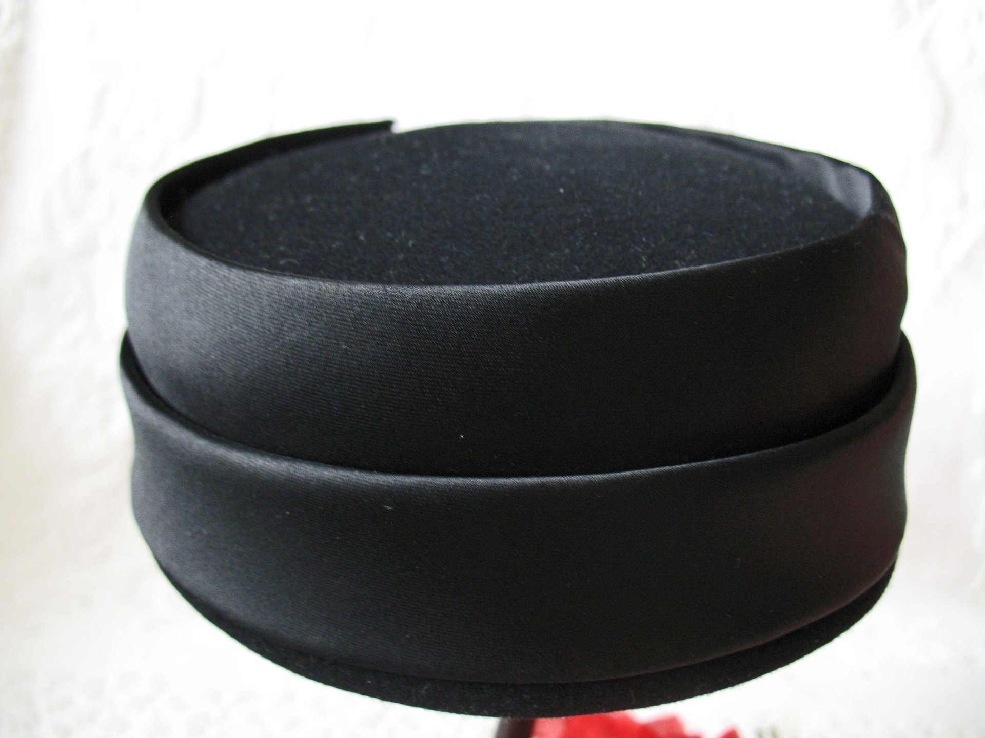 Vintage Black Hat  Wool w/Bow Classic Cocktail Pillbox Bellhop Toque with Elegant Jackie O Style 1940s-50s Cosplay WhenRosesBloom