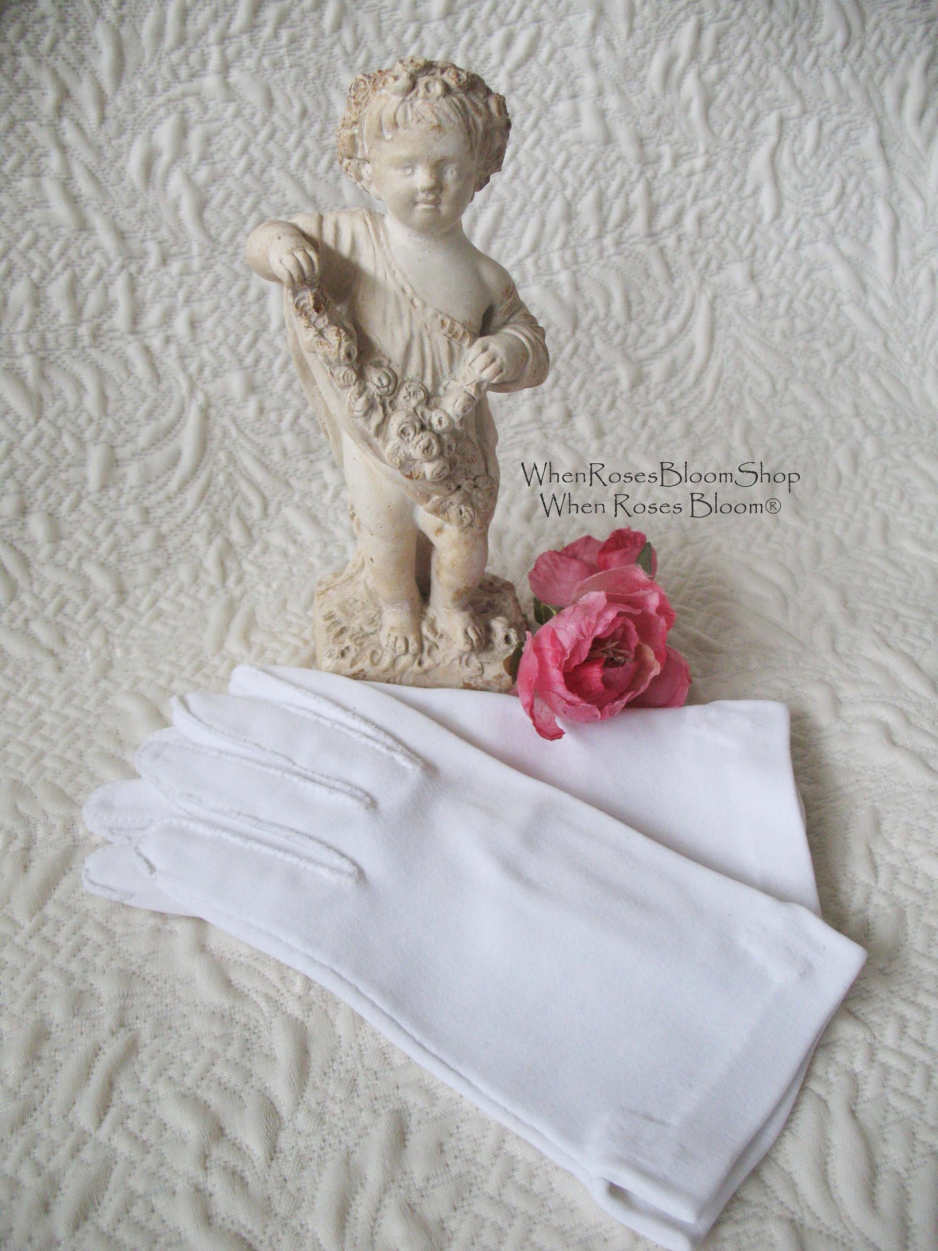 Vintage Gloves White Sz 6 1/2 Elegant Wedding 1st Communion Tea Party Bride Bridesmaid Retro Bridal Style Free Ship in US  WhenRosesBloom