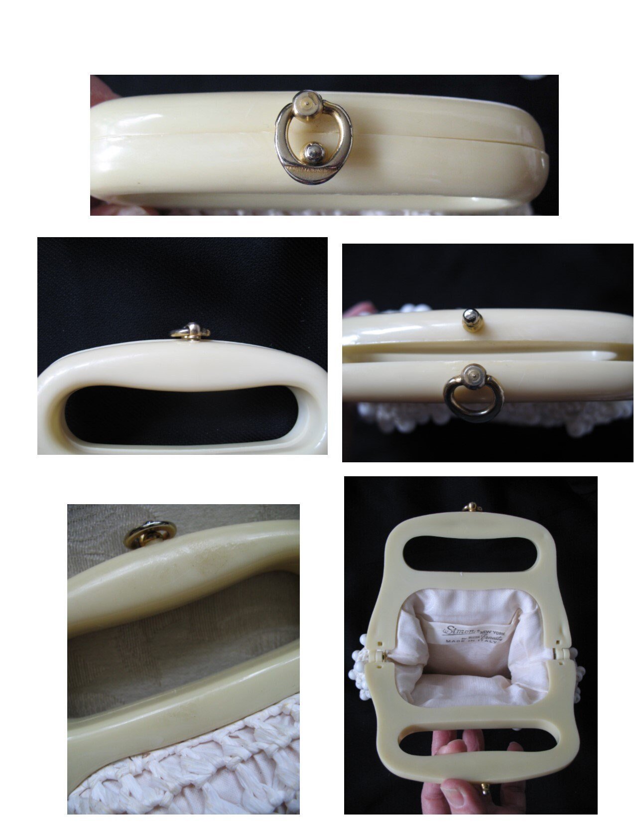 Vintage Italian Purse White Crochet Raffia Beads Boho Bohemian Retro Mid Century Suburban Chic Summer HandBag Casual Classic WhenRosesBloom
