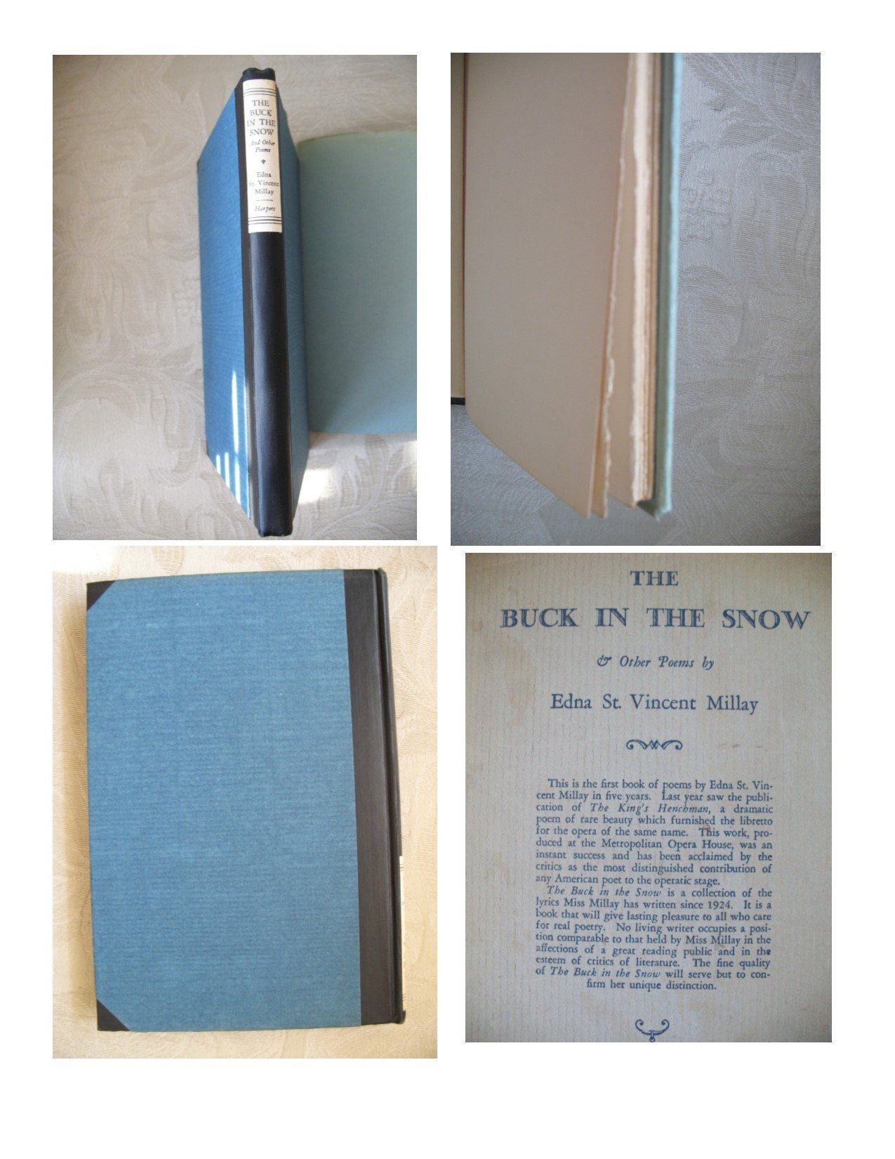Vintage Book Edna St Vincent Millay The Buck in the Snow 1928  1st Ed Rare Poetry Literature Gift Decorative Library Decor  WhenRosesBloom