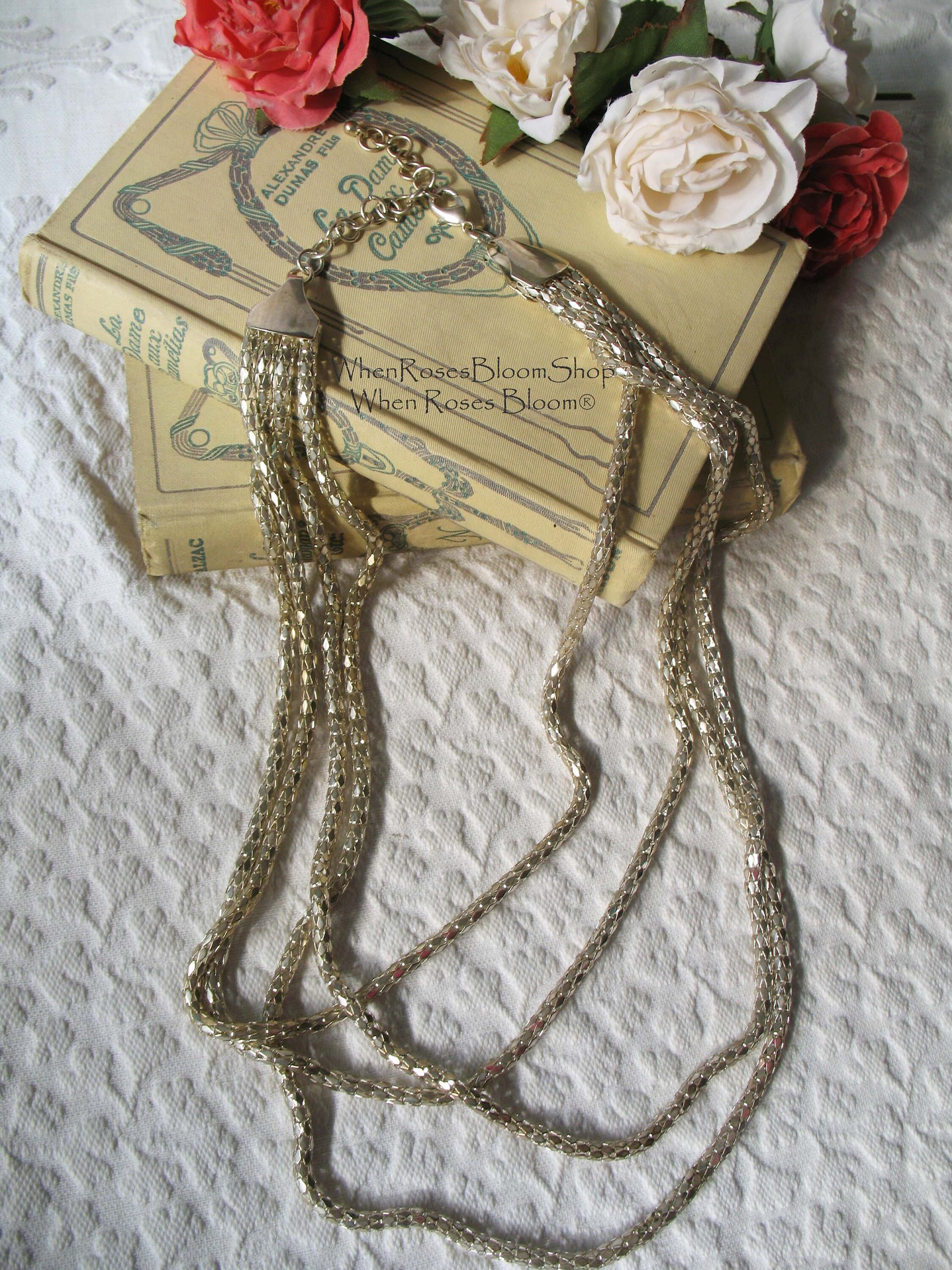 Silver Necklace Multi Chain Drape Statement Necklace Boho Gypsy Retro Style Elegant Wedding Vintage Necklace  WhenRosesBloom