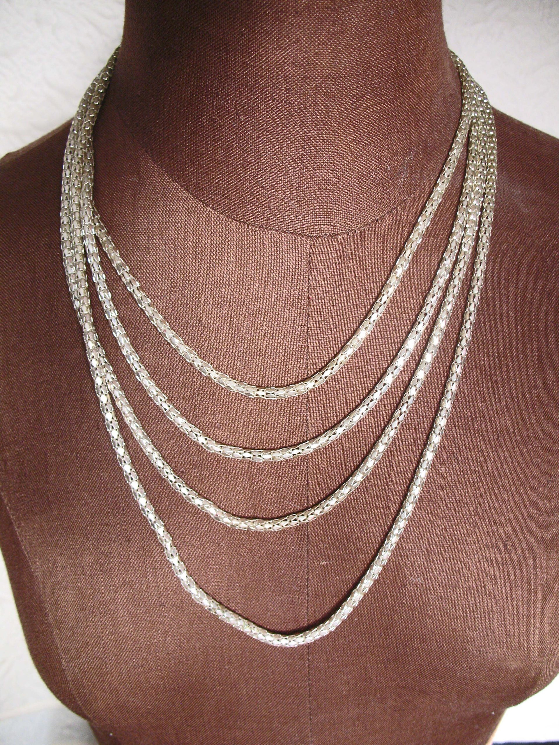Silver Necklace Multi Chain Drape Statement Necklace Boho Gypsy Retro Style Elegant Wedding Vintage Necklace  WhenRosesBloom