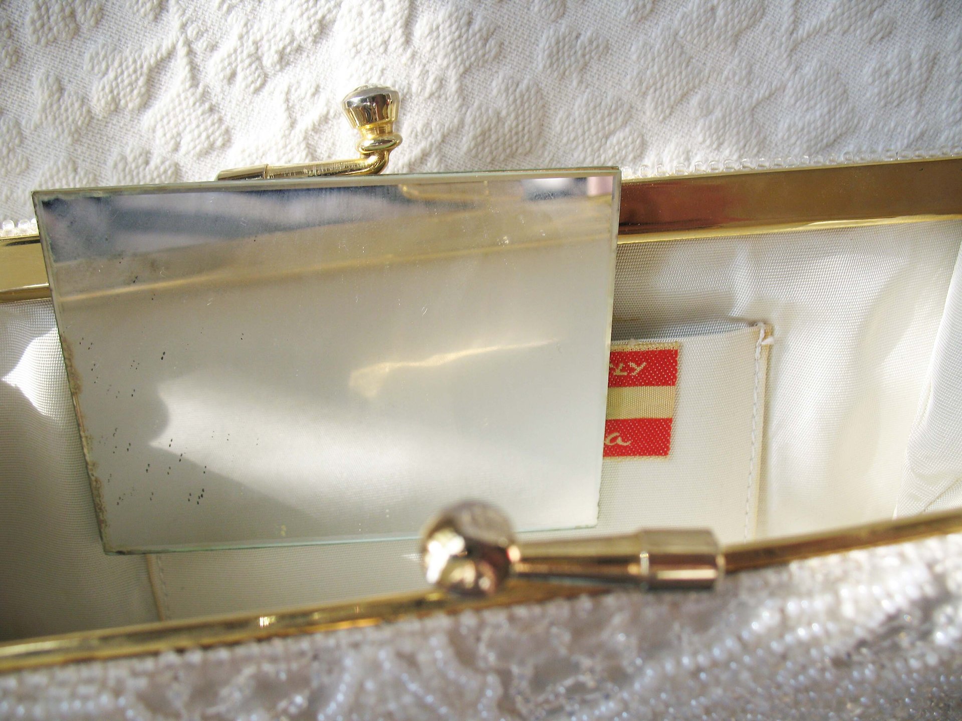 Vintage Purse White Beaded  Evening Bag Mid Century Retro Classic Glamour Wedding Dance Cocktail Party Clutch Purse  WhenRosesBloom