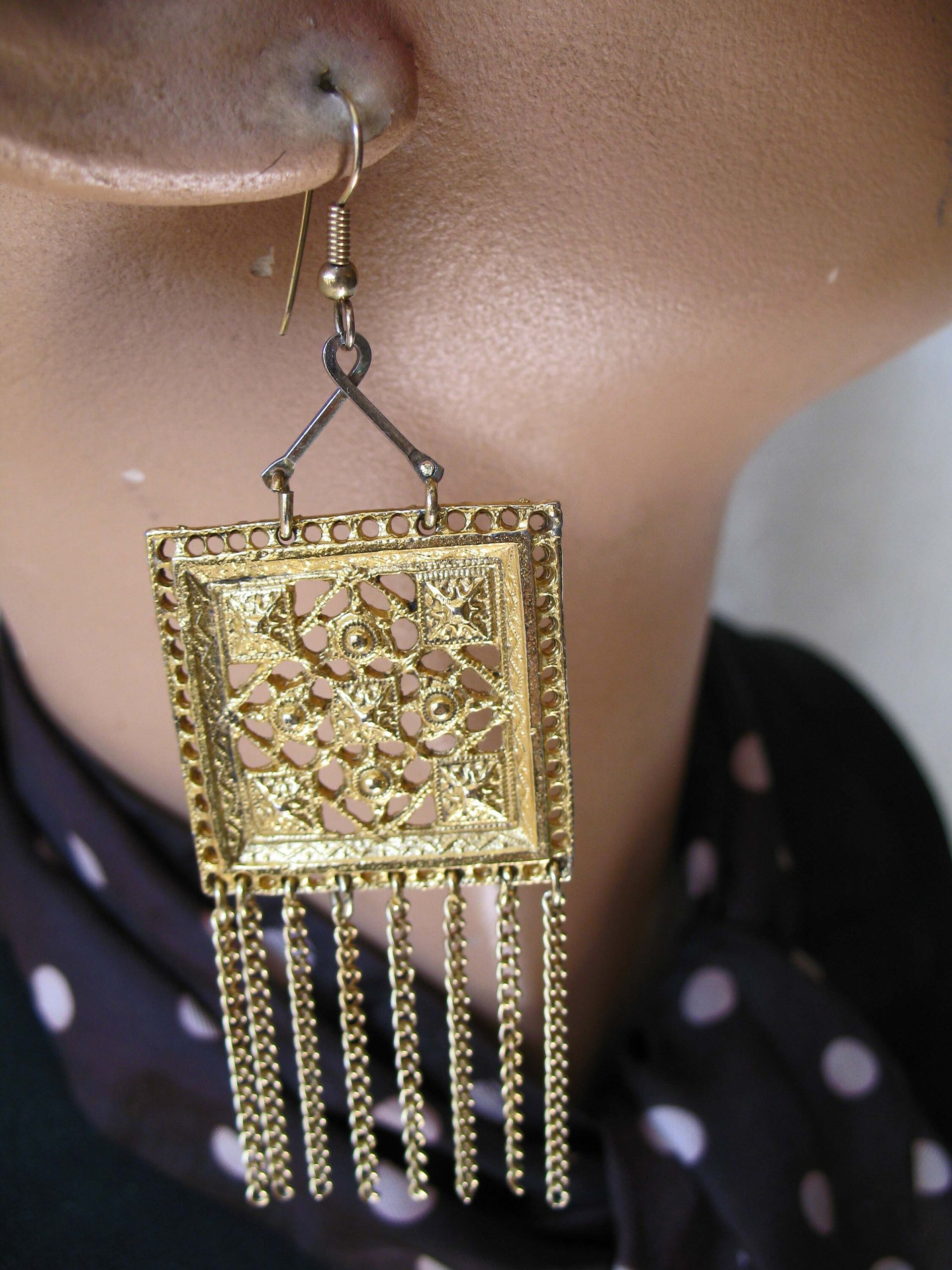 Vintage Gold  Earrings Chandelier Boho Gypsy Hipster Casual Retro Jewelry Casual Wedding Pierced Earrings  FREE SHIP US WhenRosesBloom