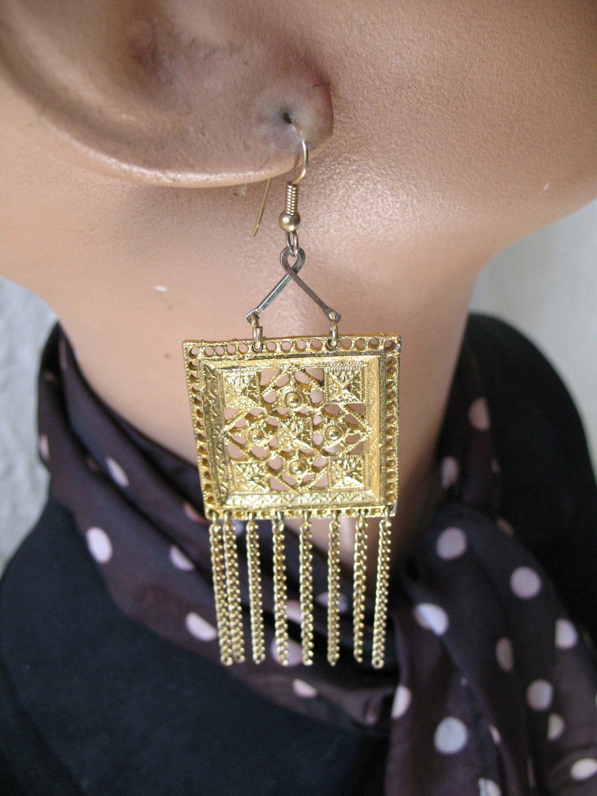 Vintage Gold  Earrings Chandelier Boho Gypsy Hipster Casual Retro Jewelry Casual Wedding Pierced Earrings  FREE SHIP US WhenRosesBloom