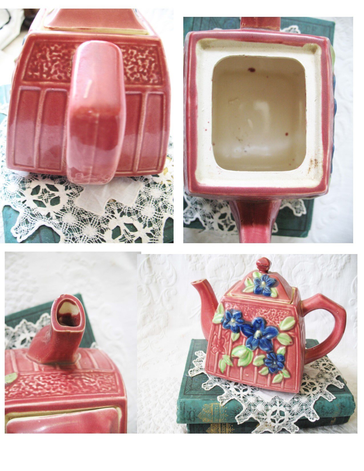 Vintage Tea Pot Majolica Pink & Blue Floral Made in Japan Retro Tea Gift  Farmhouse Cottage Shabby Chic Romantic Classic Tea WhenRosesBloom