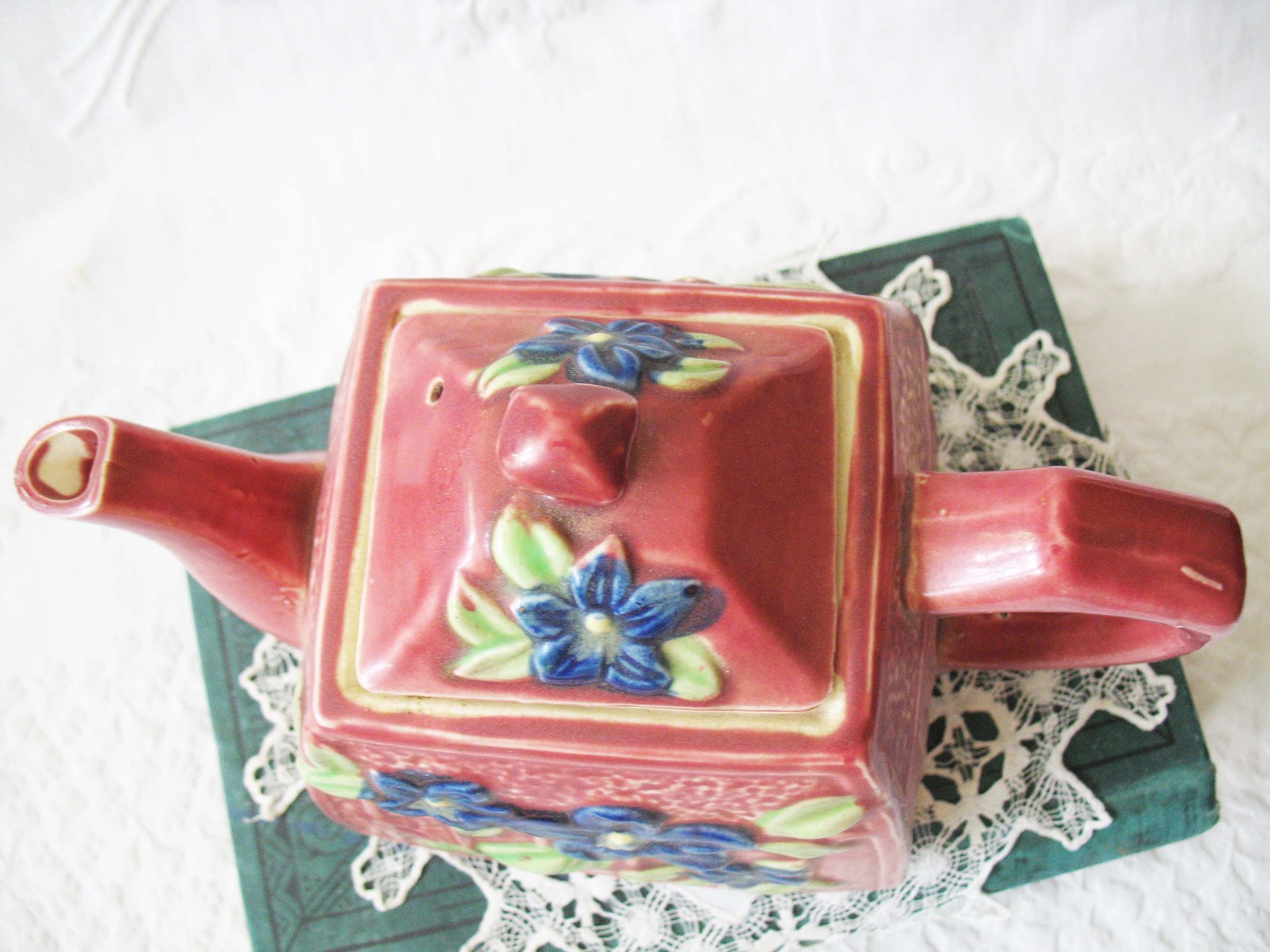 Vintage Tea Pot Majolica Pink & Blue Floral Made in Japan Retro Tea Gift  Farmhouse Cottage Shabby Chic Romantic Classic Tea WhenRosesBloom