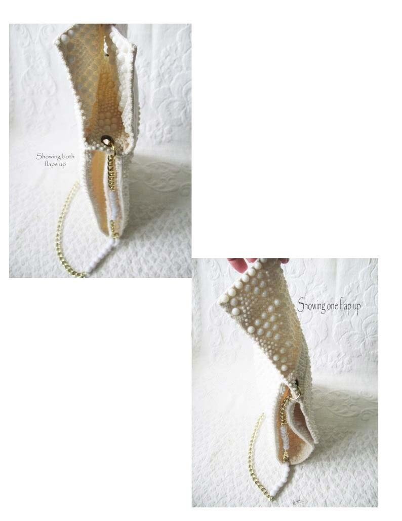 White Beaded Purse Vintage Retro Boho Mod Hippie Style Mod Swinging 60s Style Shoulder Bag for Cosplay NOS new old stock WhenRosesBloom