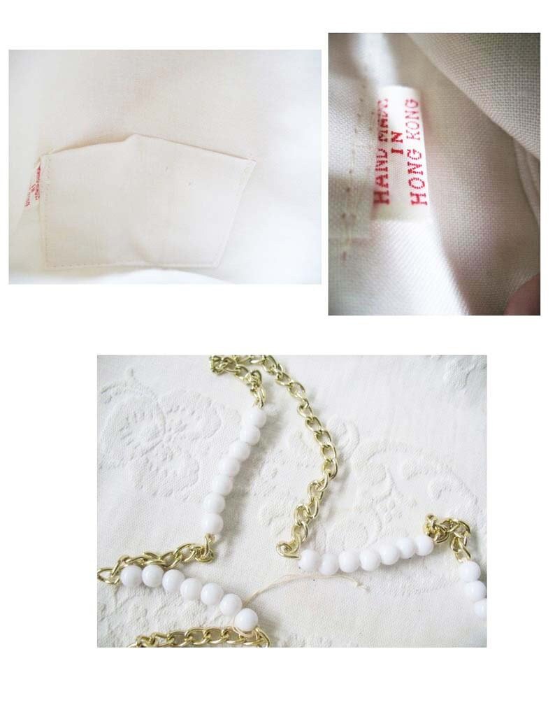 White Beaded Purse Vintage Retro Boho Mod Hippie Style Mod Swinging 60s Style Shoulder Bag for Cosplay NOS new old stock WhenRosesBloom