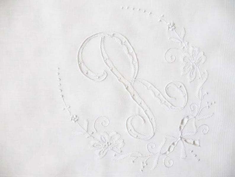Vintage White Madeira Hanky R Initial Monogram Wedding Keepsake Gift Handkerchief Remembrance Heirloom Free Ship  US WhenRosesBloom