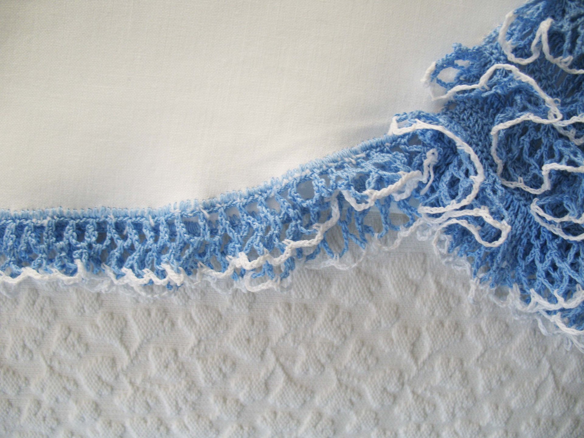 Vintage Pillowcases Crochet Lace Blue Parasol Lady Trousseau Pair NOS Shabby Chic Farmhouse Cottage Style Free Shipping in US WhenRosesBloom