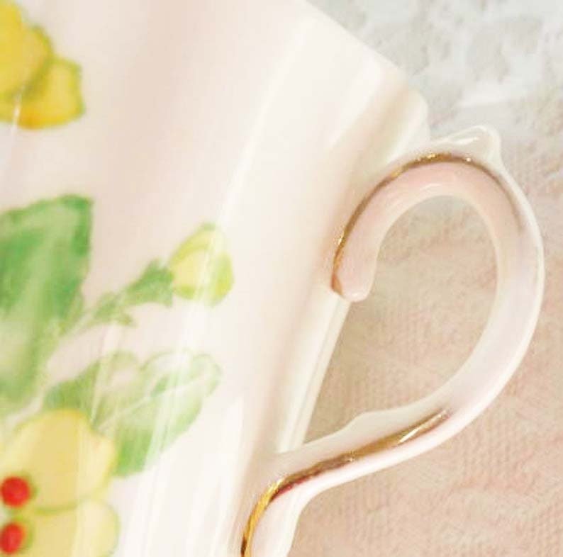 Tea Cup Yellow Floral English Bone China Old Royal Vintage Retro Tea Gift Classic Mid Century Modern Shabby Chic Tea  WhenRosesBloom