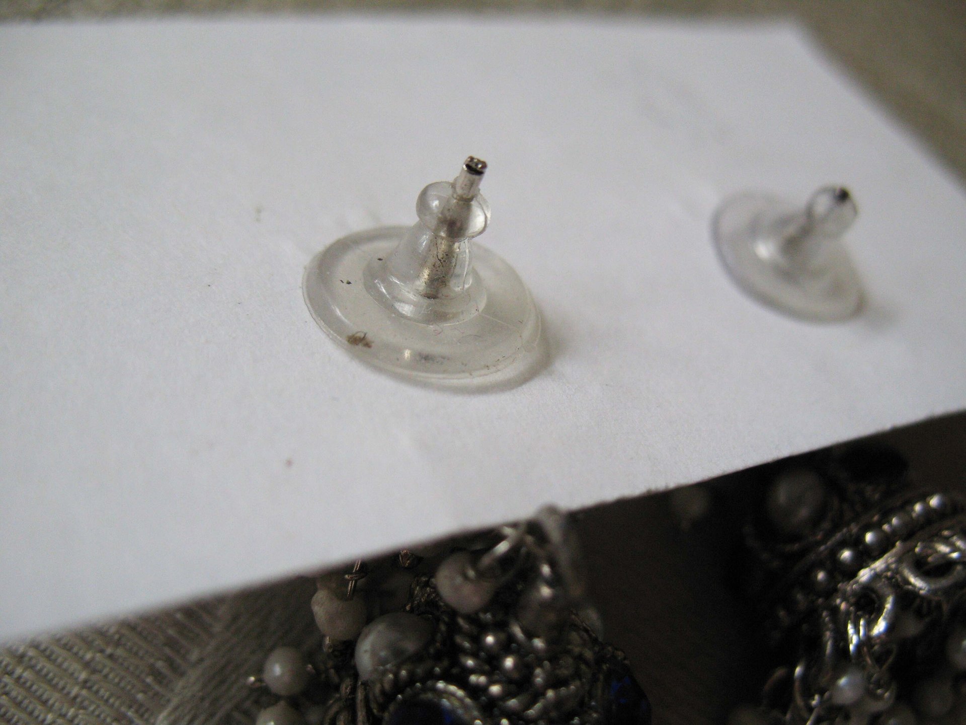 Vintage Silver Blue Pierced Earring Chandelier Boho Gypsy Hipster Casual Retro Jewelry Bollywood Beecham Cosplay FREE SHIP US WhenRosesBloom