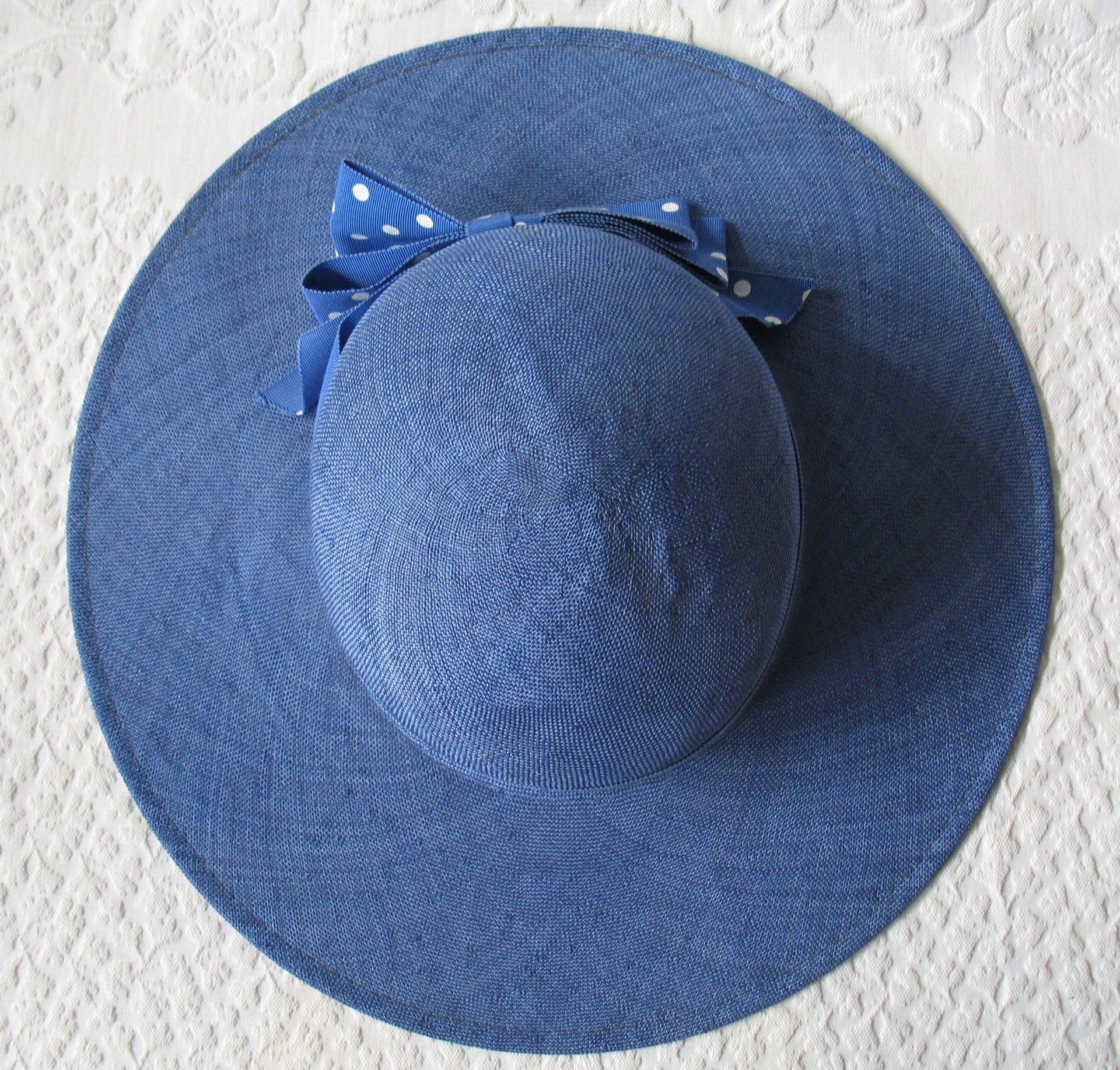 Vintage Blue Straw Hat Classic Romantic Tailored Elegance Lady Diana Retro Artsy Dressy Style for Garden Wedding Tea Party WhenRosesBloom