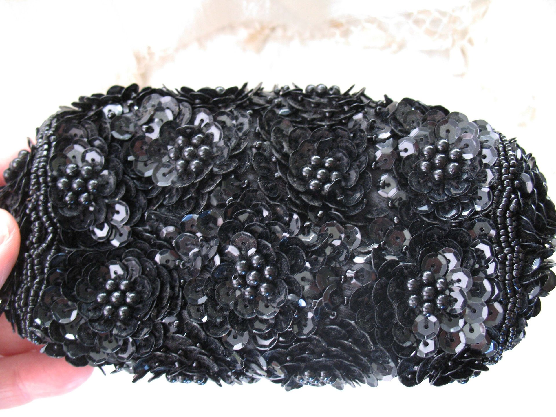 Black Beaded Purse Evening Bag Vintage Retro Cocktail Party Evening Purse Classic Style Glamour Dance Steampunk Cosplay WhenRosesBloom