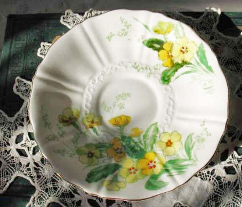 Tea Cup Yellow Floral English Bone China Old Royal Vintage Retro Tea Gift Classic Mid Century Modern Shabby Chic Tea  WhenRosesBloom