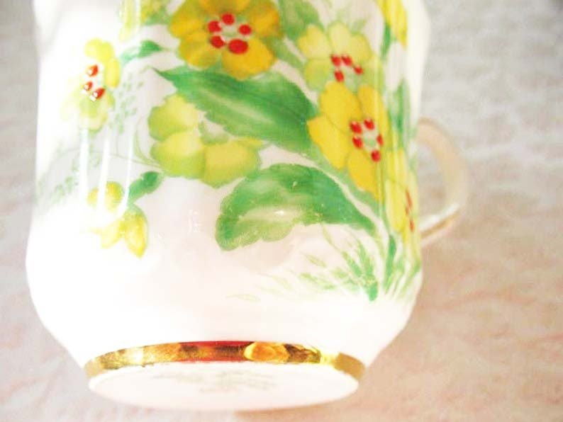 Tea Cup Yellow Floral English Bone China Old Royal Vintage Retro Tea Gift Classic Mid Century Modern Shabby Chic Tea  WhenRosesBloom