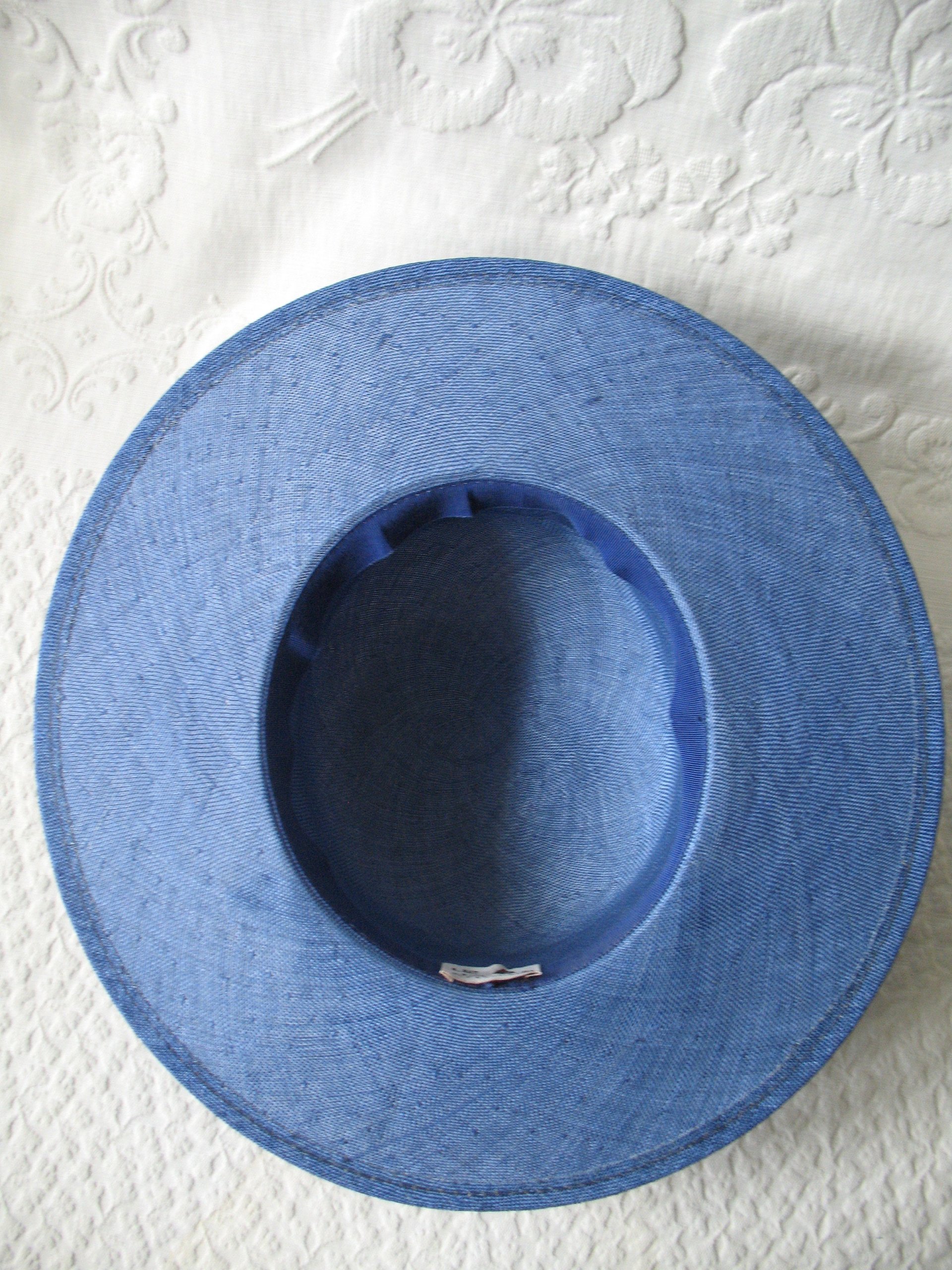 Vintage Blue Straw Hat Classic Romantic Tailored Elegance Lady Diana Retro Artsy Dressy Style for Garden Wedding Tea Party WhenRosesBloom