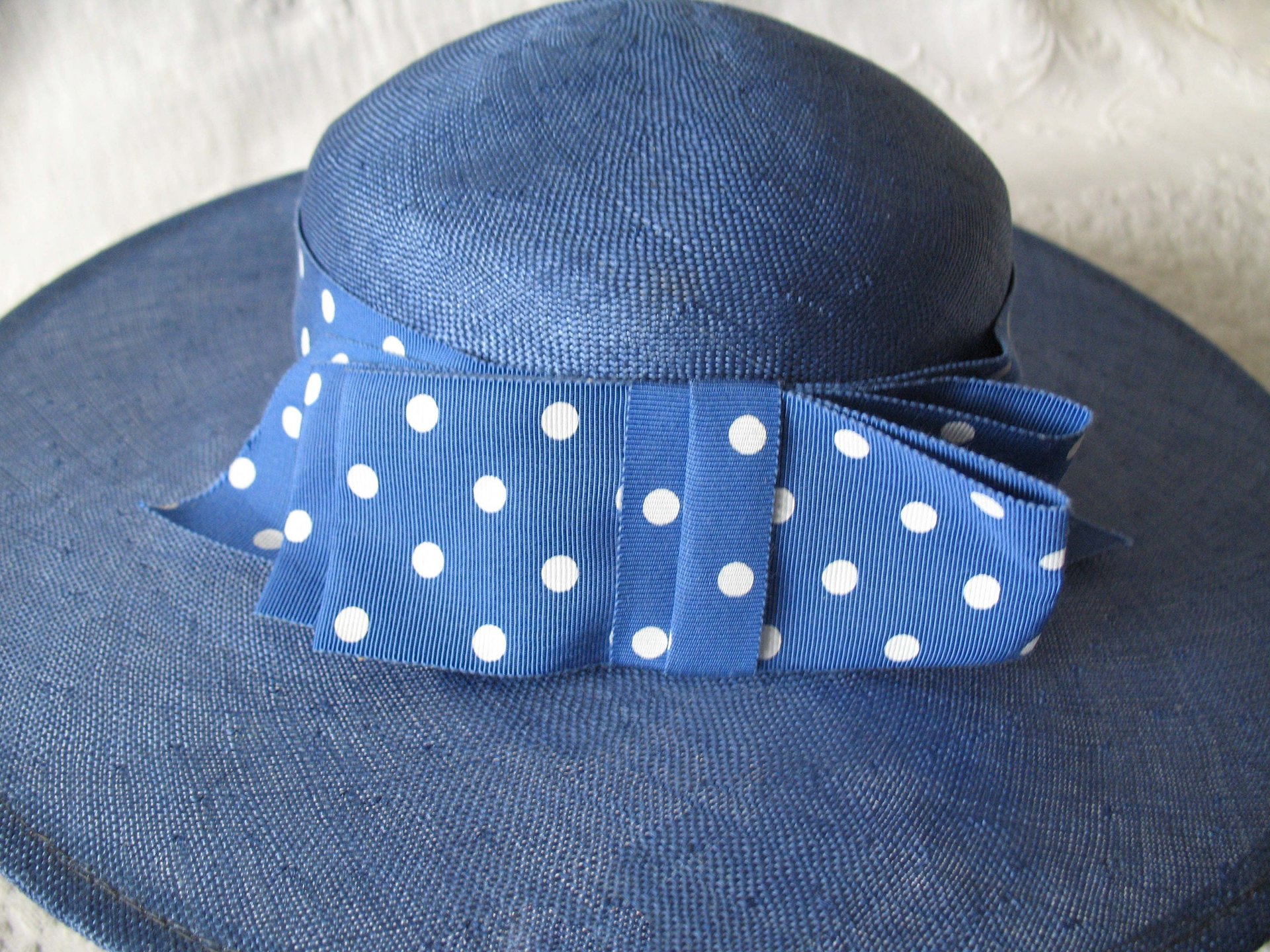 Vintage Blue Straw Hat Classic Romantic Tailored Elegance Lady Diana Retro Artsy Dressy Style for Garden Wedding Tea Party WhenRosesBloom