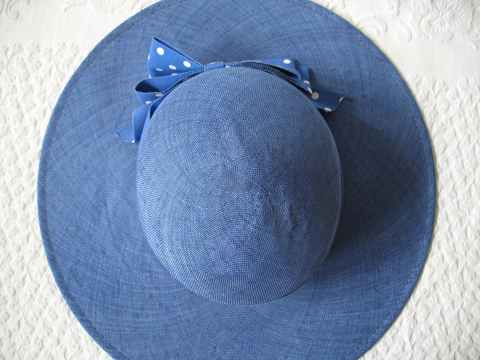 Vintage Blue Straw Hat Classic Romantic Tailored Elegance Lady Diana Retro Artsy Dressy Style for Garden Wedding Tea Party WhenRosesBloom