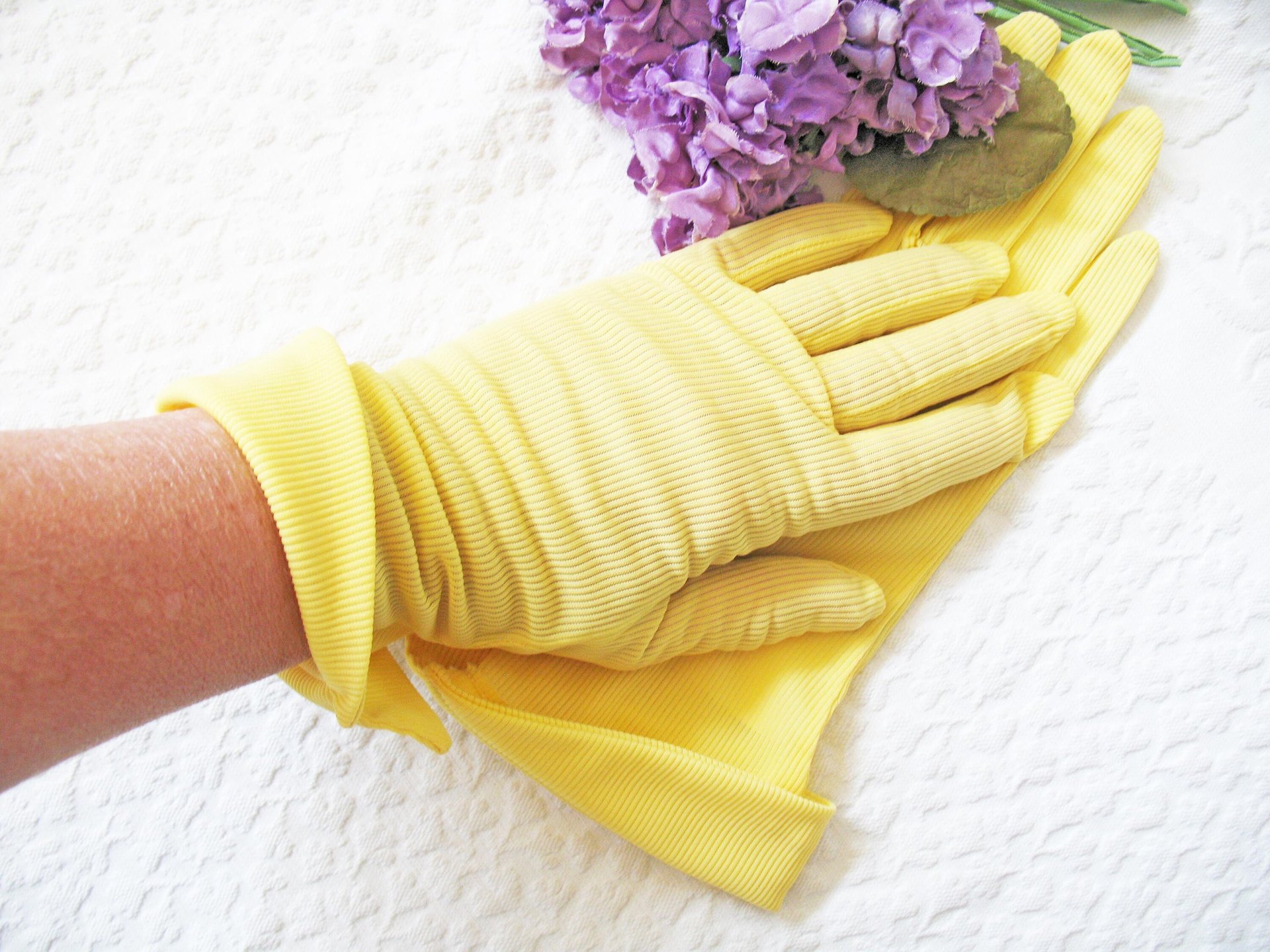 Vintage Gloves Sheer Yellow NOS  Retro Mid Century Wedding Tea Dance Downton Tea Party  Mid Century Cosplay  Free Ship  US When Roses Bloom