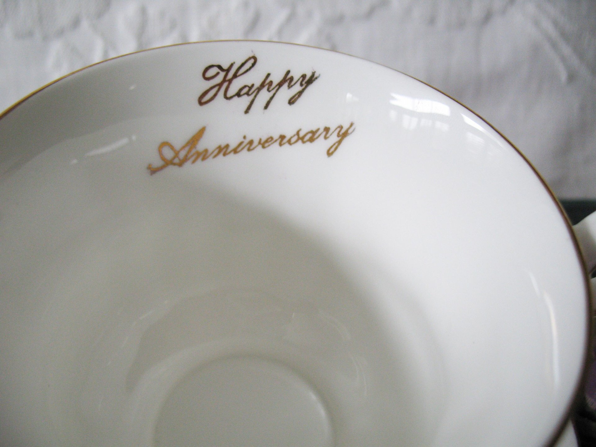 Vintage Tea Cup English Bone China Violets Happy Anniversary  Retro Tea Gift Classic Mid Century Modern Shabby Chic Tea  WhenRosesBloom