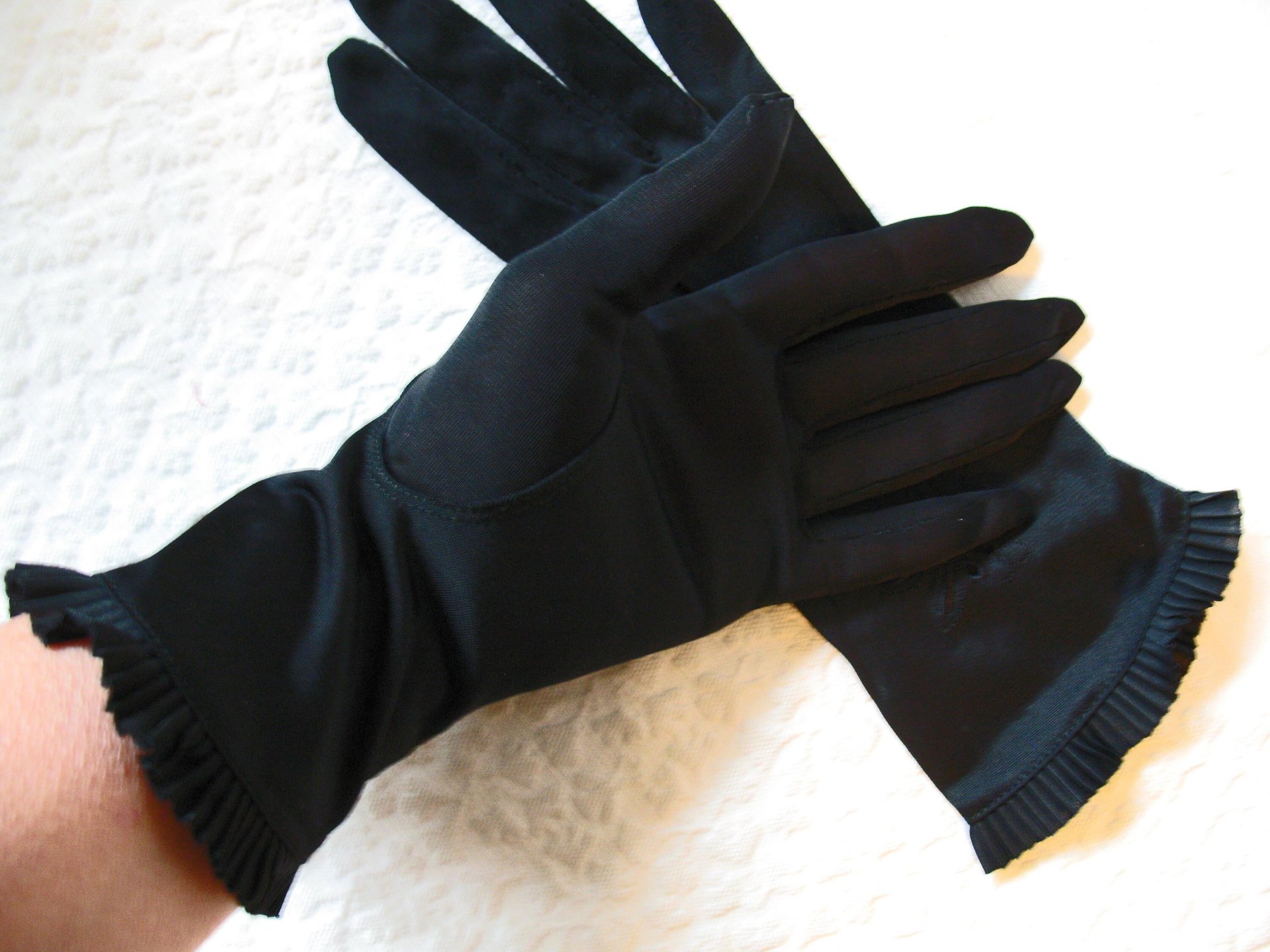 Vintage Gloves Black Retro Mid Century Tea Dance Wedding Downton Miss Fisher Steampunk Cosplay Gloves NOS Free Ship  US When Roses Bloom