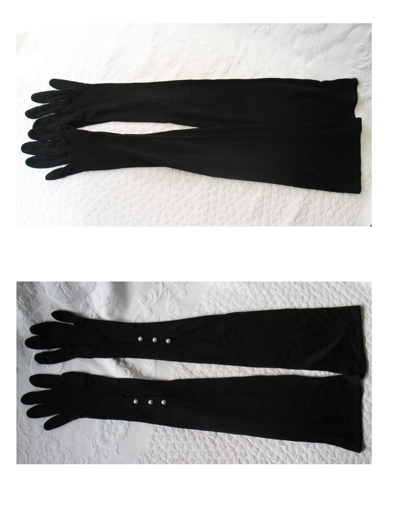 Gloves Black Sz 7 Formal Opera  Debutante Presentation Downton  Lady Mary Mid Century Retro Hollywood Glamour Free Ship US WhenRosesBloom