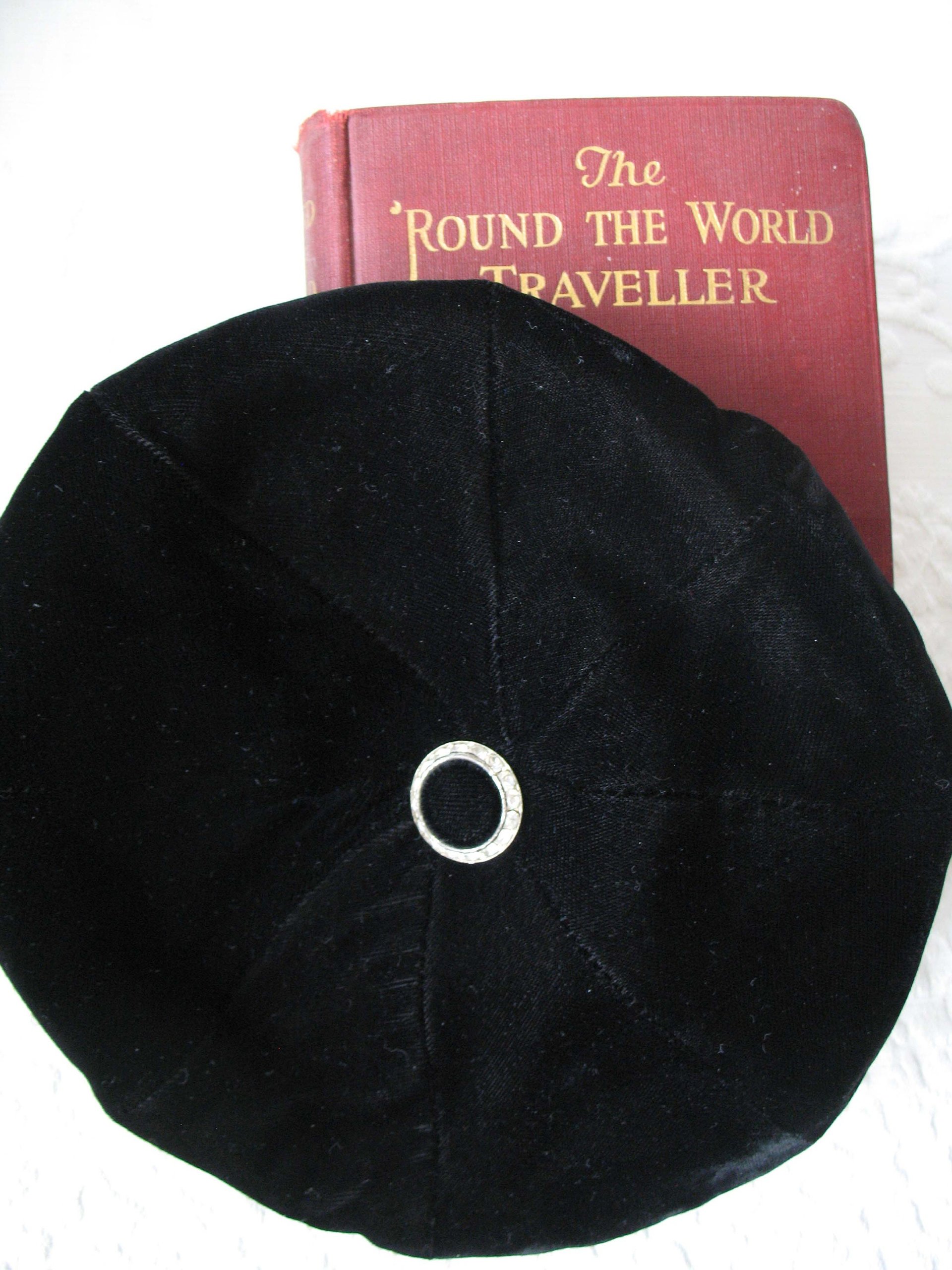 Vintage Hat Black Velvet Beret Eastern Airlines Stewardess Uniform Mid Century Pill Box 1960s Steampunk Cosplay Hat WhenRosesBloom