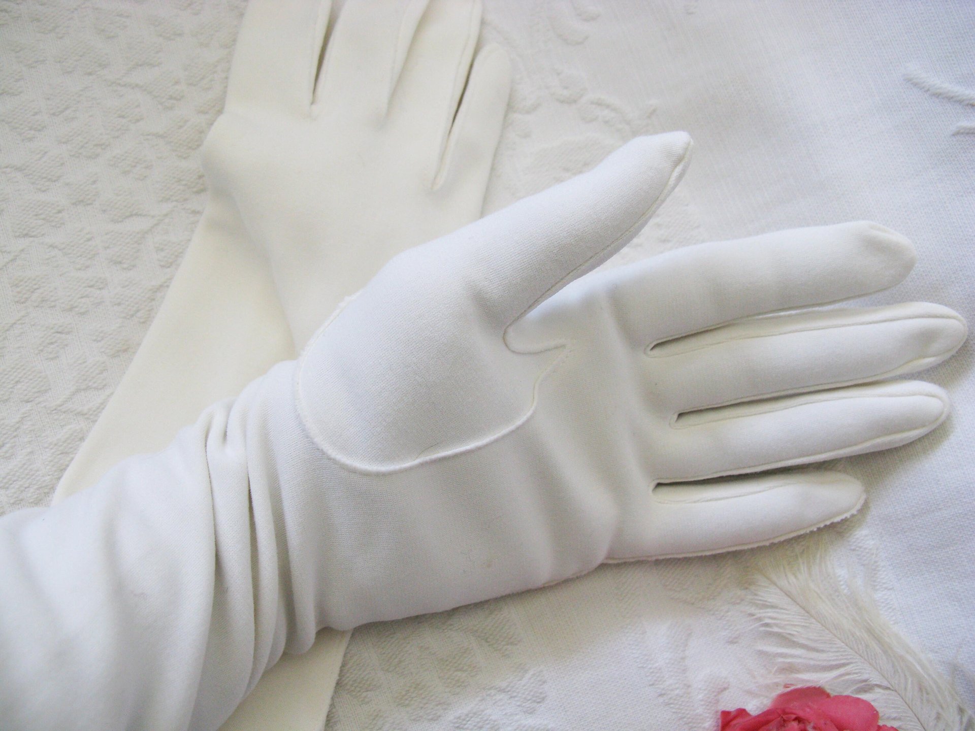 Vintage White Gloves Matinee Wedding Tea Retro Mid Century Bride Downton Titanic Jane Austen Cosplay  Free Ship  US When Roses Bloom