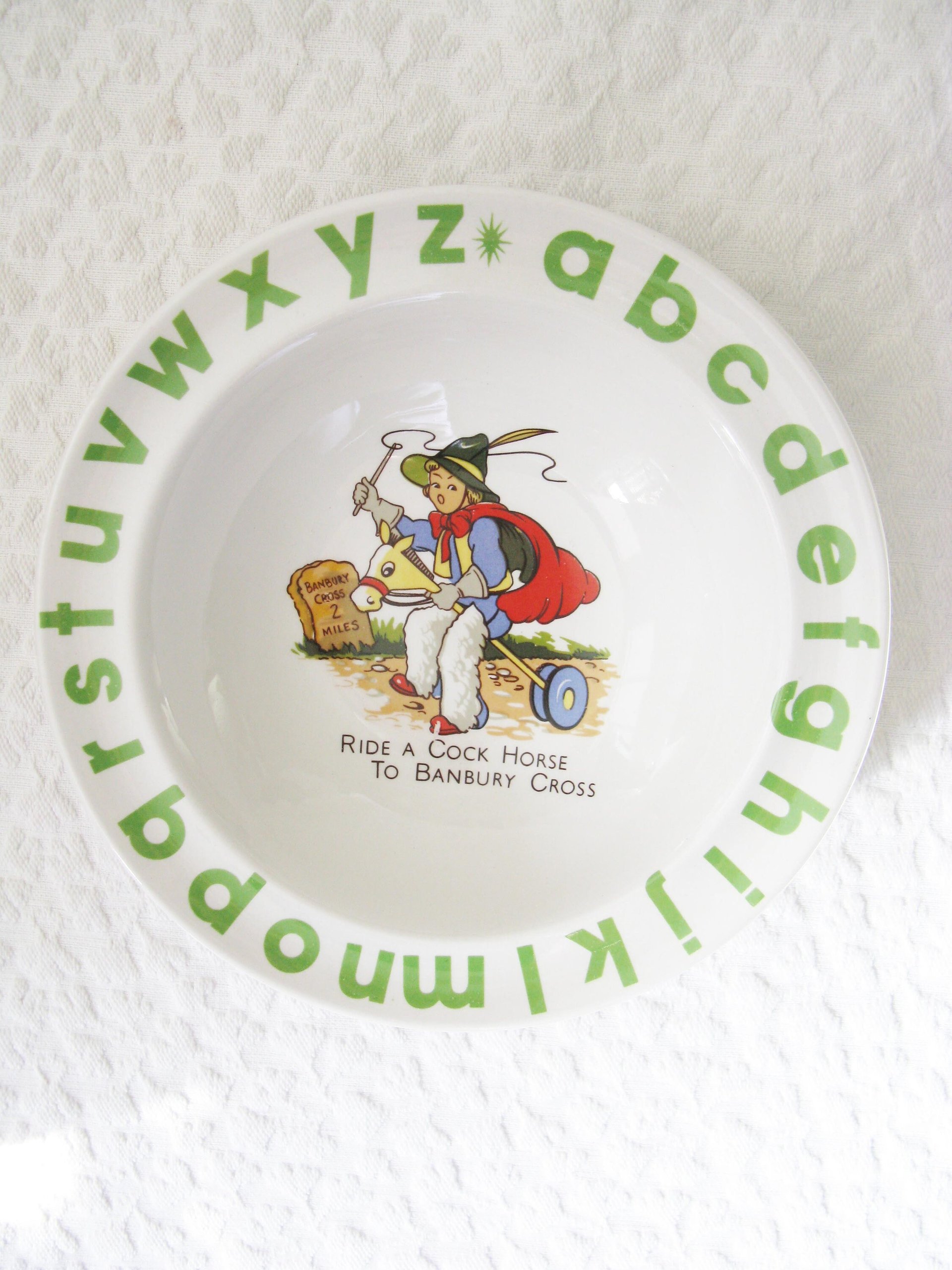 Vintage Baby Toddler Plate Bowl Nursery Rhyme Humpty Dumpty classic baby shower gift nursery decor Keepsake Heirloom WhenRosesBloom