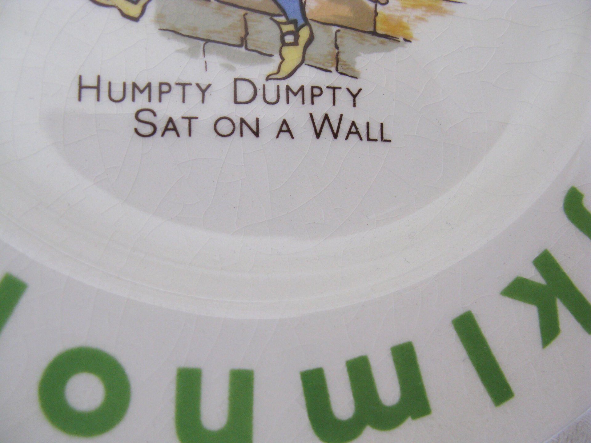 Vintage Baby Toddler Plate Bowl Nursery Rhyme Humpty Dumpty classic baby shower gift nursery decor Keepsake Heirloom WhenRosesBloom
