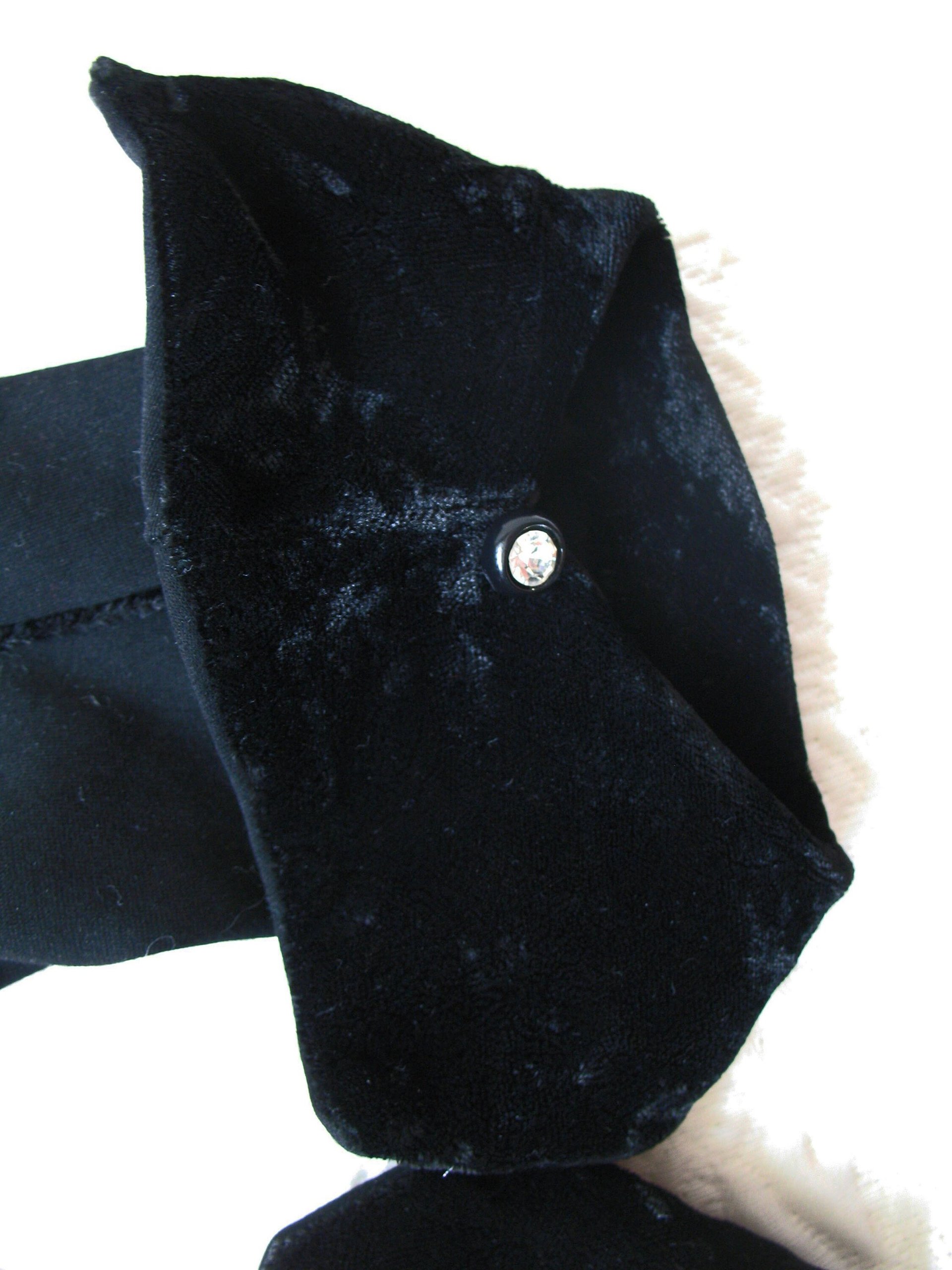 Vintage Black Gloves Sz 6+  Velvet Elegant Hollywood Glamour Dance Wedding Evening Cocktail Steampunk Cosplay Free Ship US  WhenRosesBloom