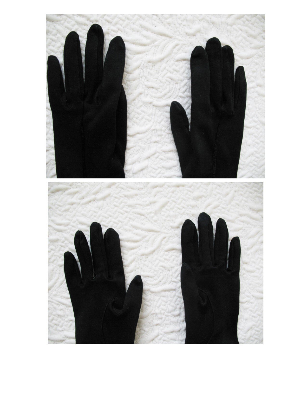 Vintage Black Gloves Sz 6+  Velvet Elegant Hollywood Glamour Dance Wedding Evening Cocktail Steampunk Cosplay Free Ship US  WhenRosesBloom