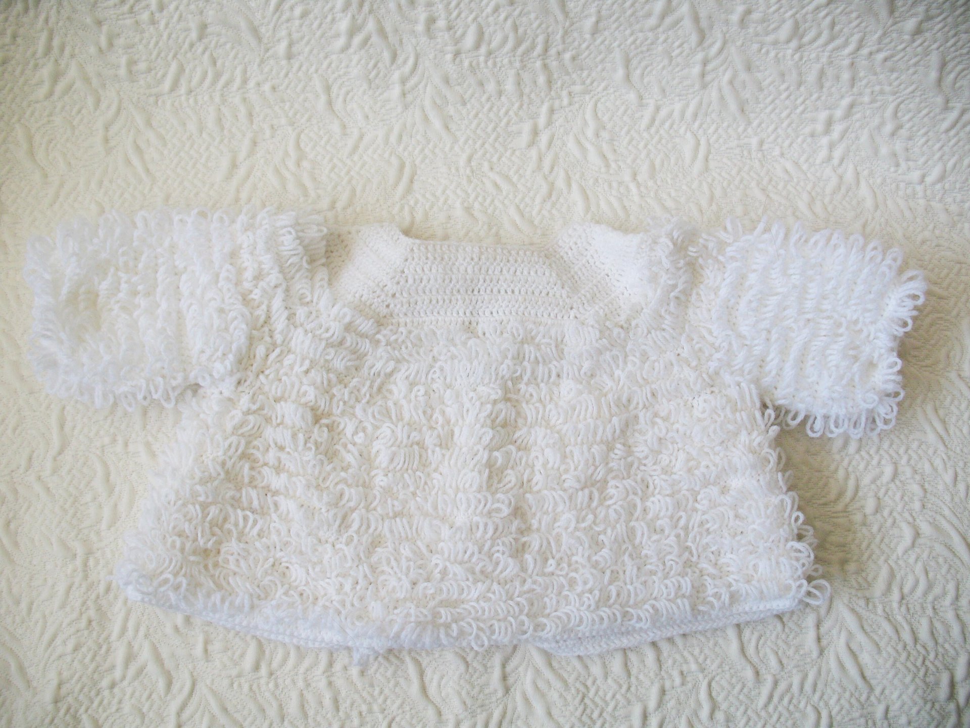 Vintage Baby Jacket Cardigan Matinee Jacket  Hand Crochet Baby Keepsake Heirloom Gift WhenRosesBloom