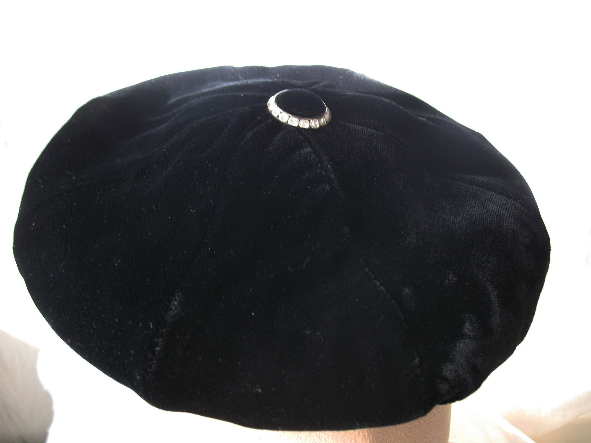 Vintage Hat Black Velvet Beret Eastern Airlines Stewardess Uniform Mid Century Pill Box 1960s Steampunk Cosplay Hat WhenRosesBloom