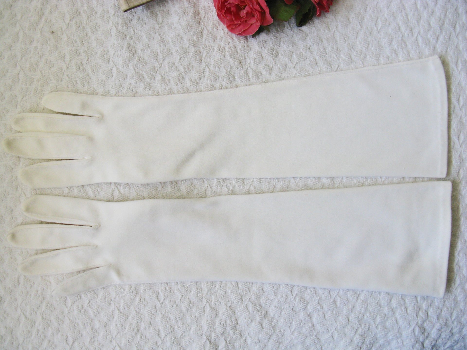 Vintage White Gloves Matinee Wedding Tea Retro Mid Century Bride Downton Titanic Jane Austen Cosplay  Free Ship  US When Roses Bloom