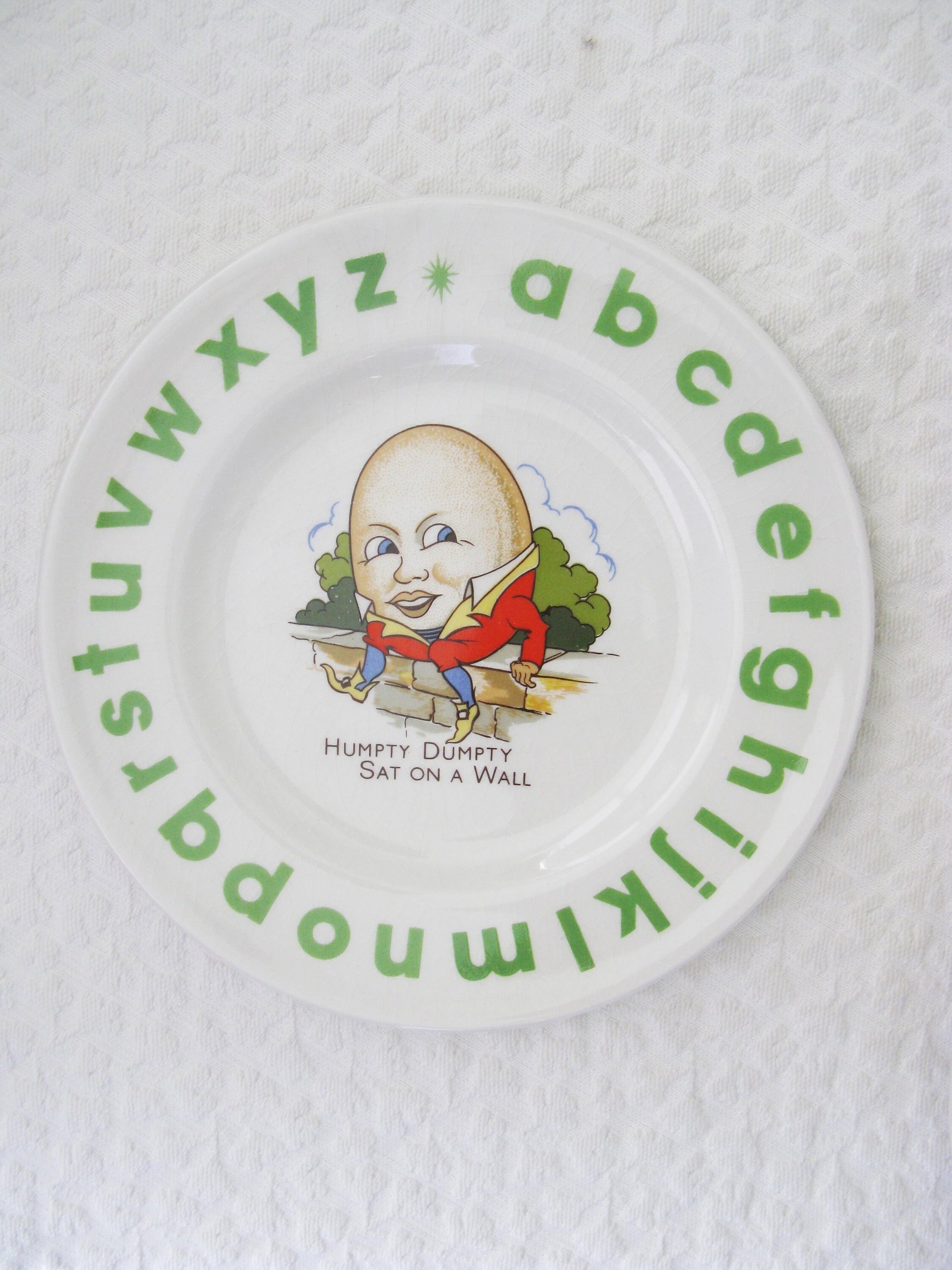 Vintage Baby Toddler Plate Bowl Nursery Rhyme Humpty Dumpty classic baby shower gift nursery decor Keepsake Heirloom WhenRosesBloom