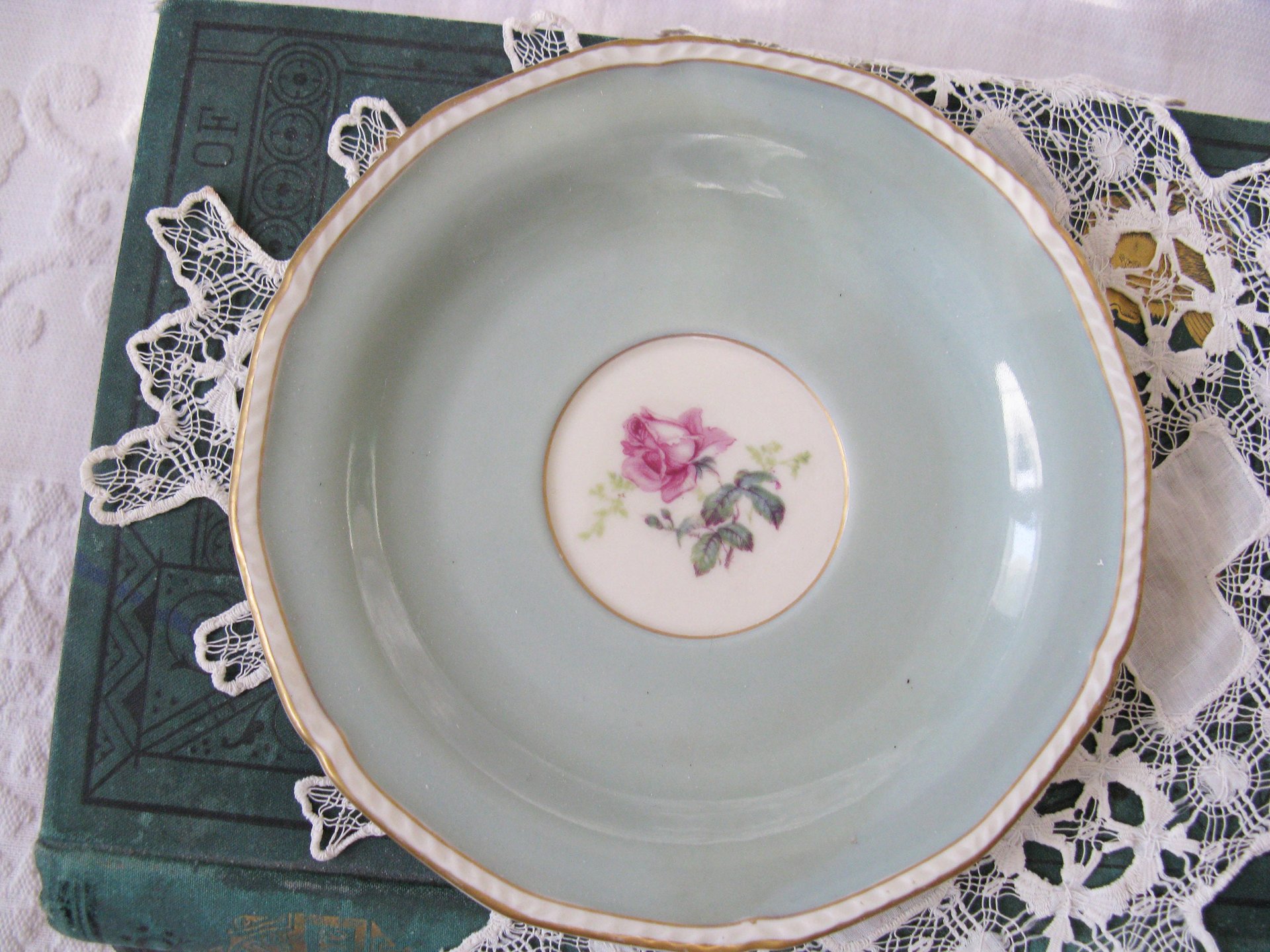 Vintage Tea Cup Turquoise Blue  Rose Footed Melrose German US Zone  Downton Elegant Shabby Chic Mid Century Tea Party Gift  WhenRosesBloom
