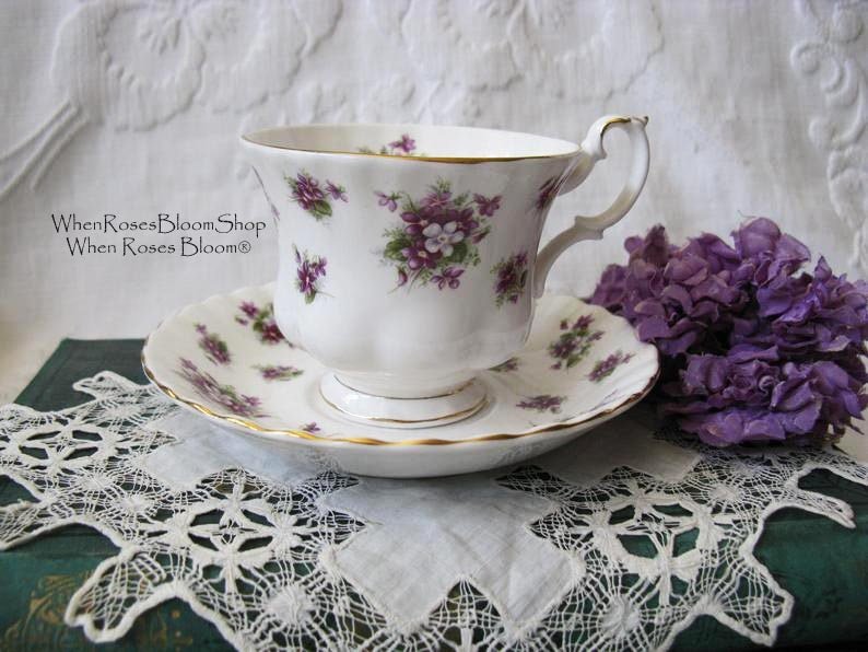 Royal Albert Sweet Violets Vintage Tea Cup English Bone China Retro Tea Time Gift Dainty Mid Century Style Shabby Chic WhenRosesBloom